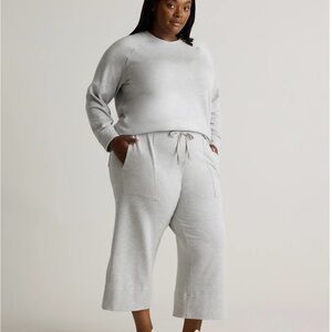 Quince Wide Leg Gray Capris with Drawstring Lounge Streetwear Spring Gauchos Y2K
